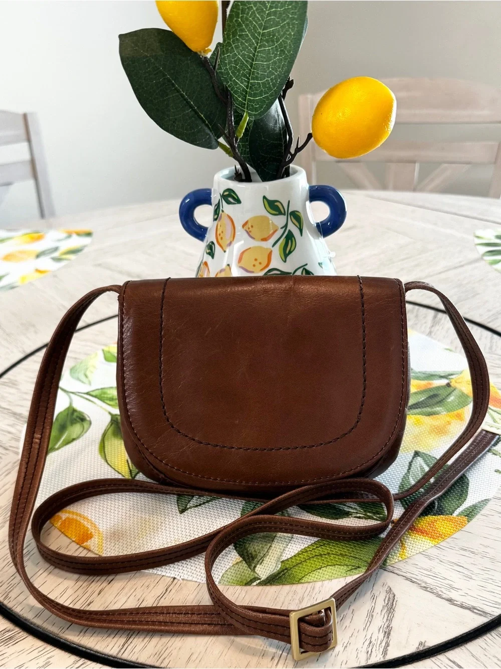 HOBO Keen Saddle Bag Brown Vintage Hide Leather Crossbody